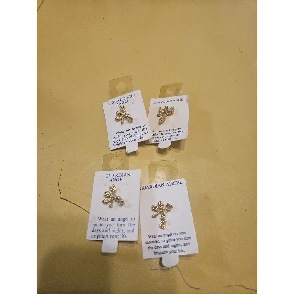 Lot Of 4 Guardian Gold Angel Lapel Pins NOS
